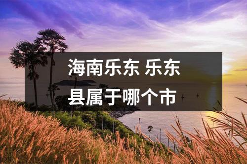 海南乐东 乐东县属于哪个市